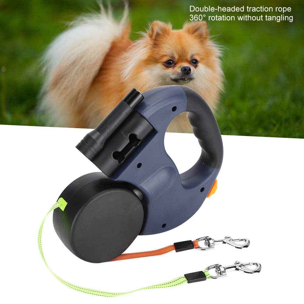 Dual-Head Smart Retractable Leash – Tangle-Free with LED Night Light