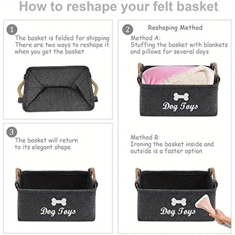 Felt Pet Toy Storage Basket – Durable &amp; Stylish Home Organizer
