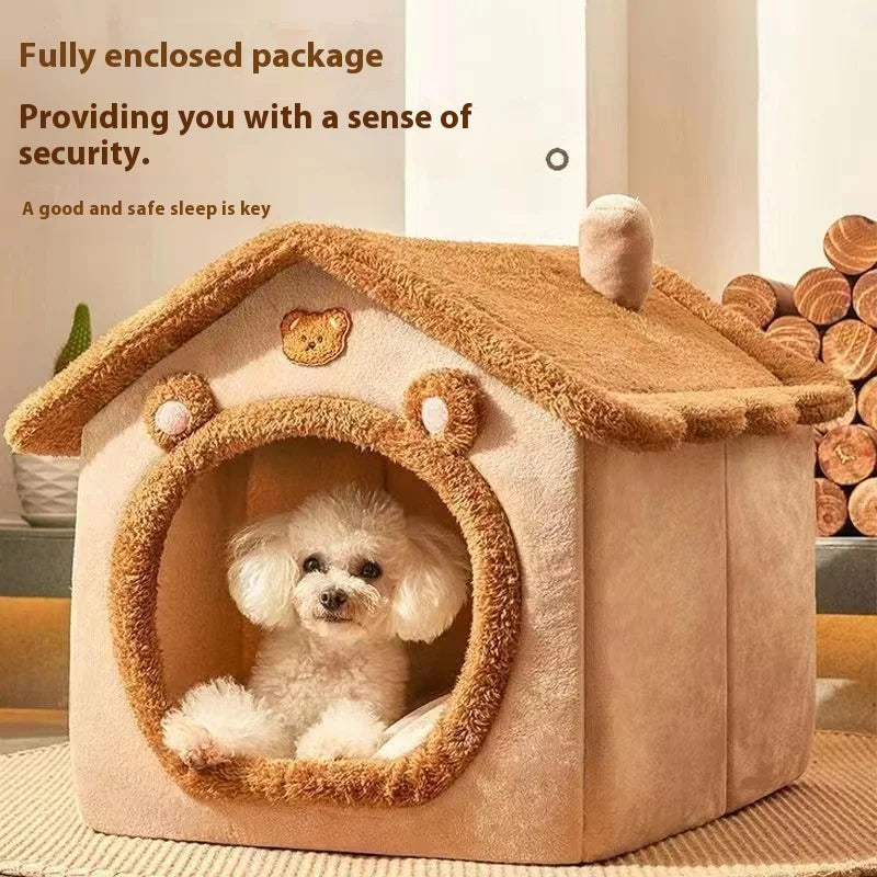 CozyNest™ All-Season Pet House Bed Warm • Soft • Washable • Secure Comfort