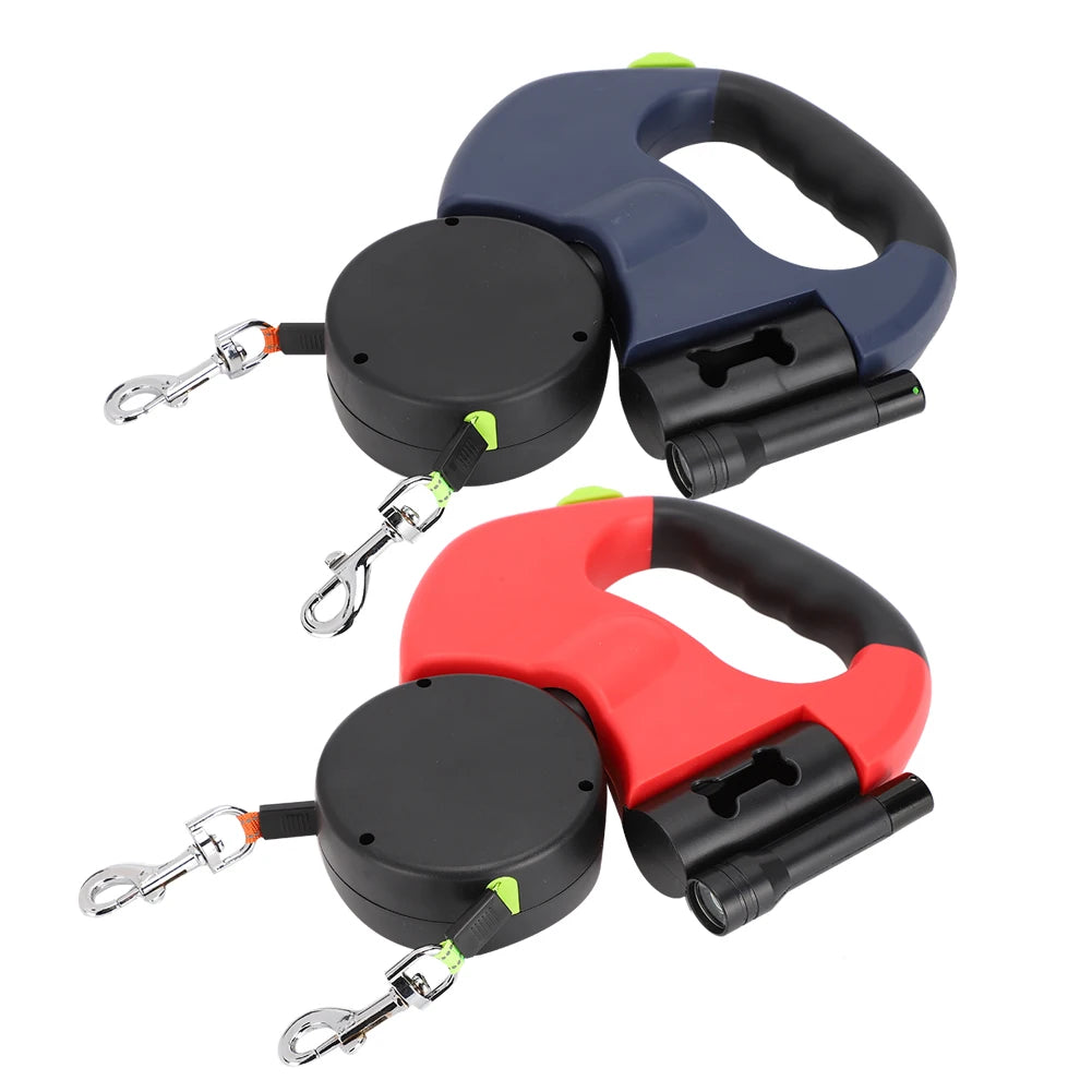 Dual-Head Smart Retractable Leash – Tangle-Free with LED Night Light